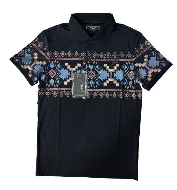 Pavini Men's Black Polo Shirt | Southwestern Western Design