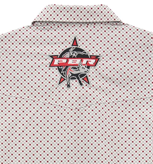 Wrangler® Men's PBR Logo Long Sleeve Button Down Shirt, White
