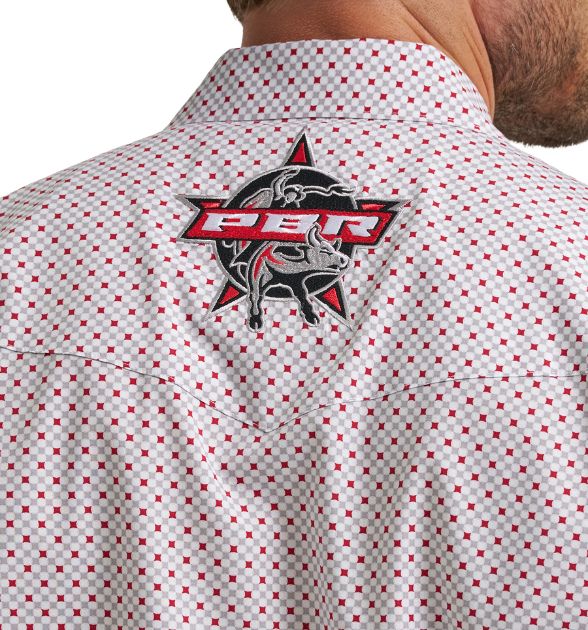 Wrangler® Men's PBR Logo Long Sleeve Button Down Shirt, White