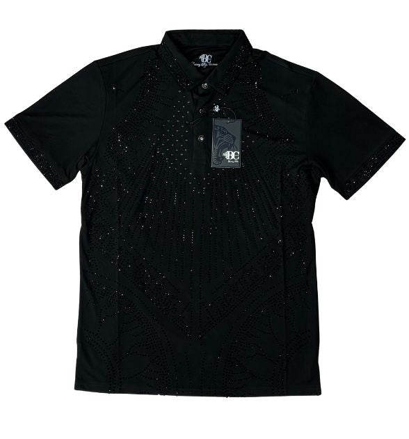 BC1 Collection Men's Luxury Rhinestone Polo – Black | Western Style