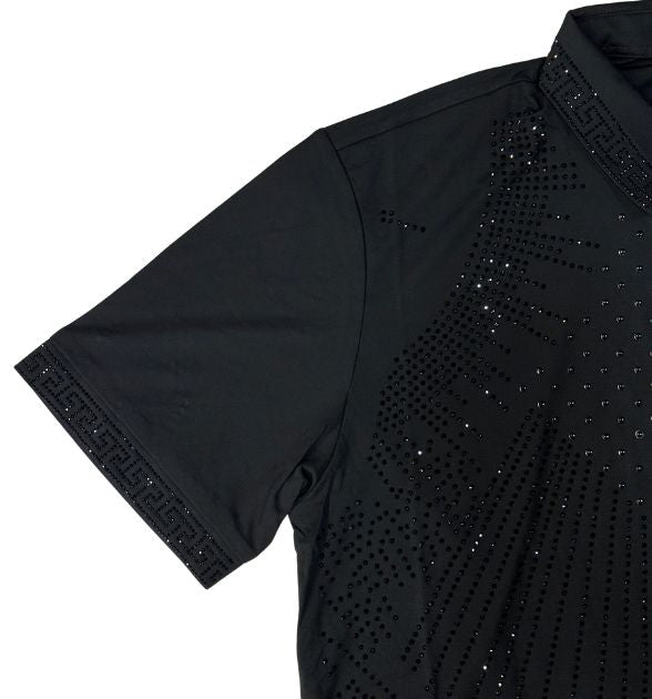 BC1 Collection Men's Luxury Rhinestone Polo – Black | Western Style