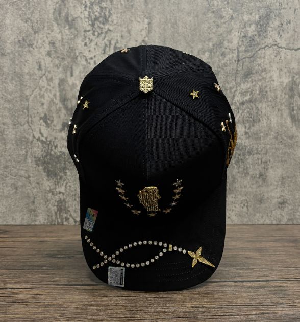 Bigg Boss Men's San Judas Snapback Cap – Black Gold | Embroidered Western Hat