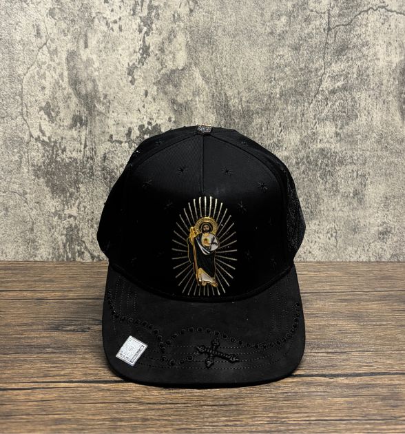 Bigg Boss Men's San Judas Snapback Cap – Black | Embroidered Hat
