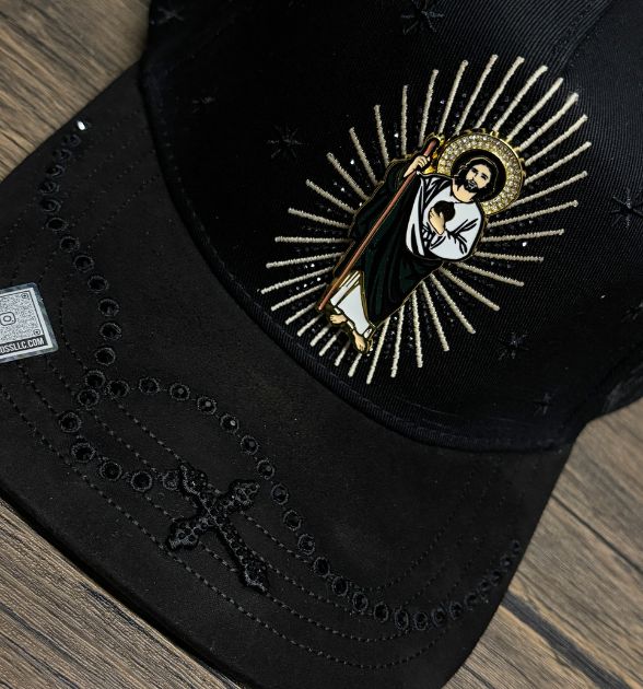 Bigg Boss Men's San Judas Snapback Cap – Black | Embroidered Hat