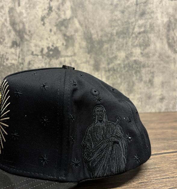 Bigg Boss Men's San Judas Snapback Cap – Black | Embroidered Hat