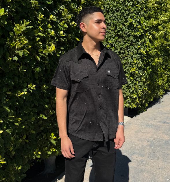 Wild BC Men's Black Western Shirt – Short Sleeve Cowboy Shirt