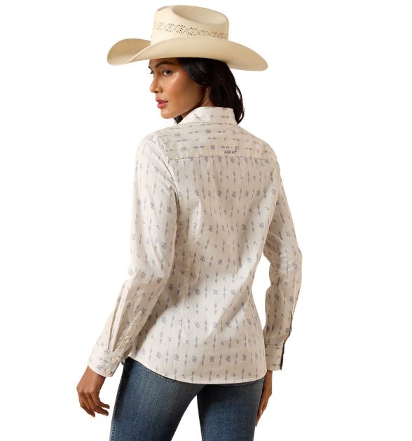 Ariat Women’s Team Kirby Long Sleeve Shirt – White Sea Salt Dewdrop