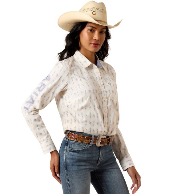Ariat Women’s Team Kirby Long Sleeve Shirt – White Sea Salt Dewdrop