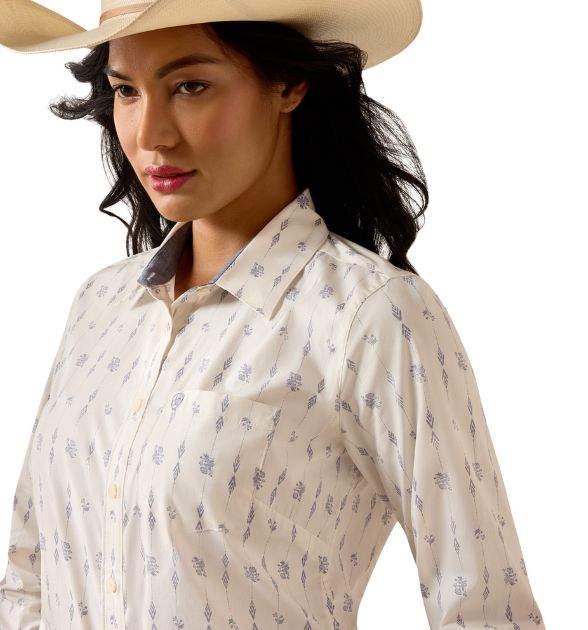 Ariat Women’s Team Kirby Long Sleeve Shirt – White Sea Salt Dewdrop