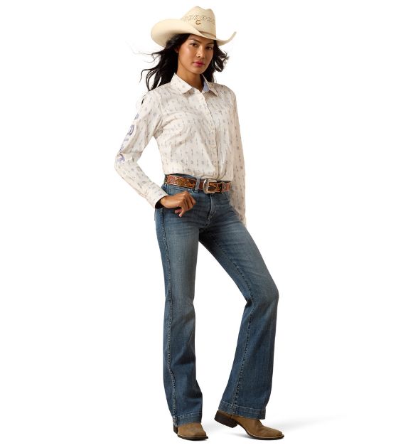 Ariat Women’s Team Kirby Long Sleeve Shirt – White Sea Salt Dewdrop