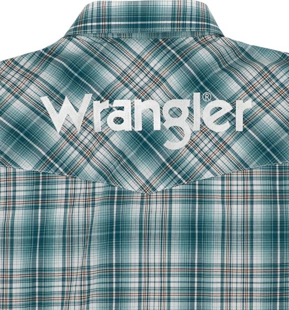 Wrangler® Men's Logo Long Sleeve Button Down Shirt, Blue