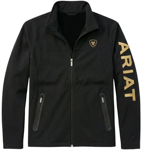 Ariat Men's New Team Softshell Brand Jacket, Black/Gold