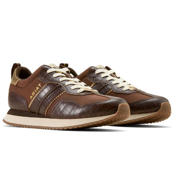 Ariat Women's Ranch Runner Shoe - Luxe Espresso Croc Print