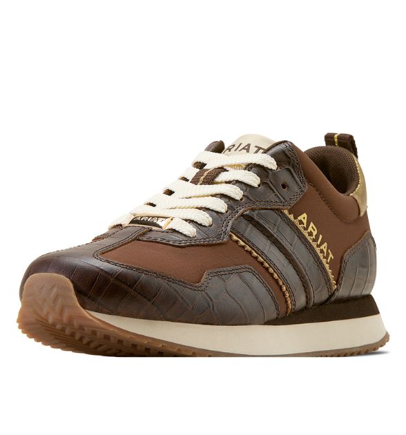 Ariat Women's Ranch Runner Shoe - Luxe Espresso Croc Print