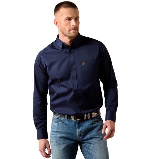 Ariat Men's Solid Twill Classic Long Sleeve Western Shirt - Navy