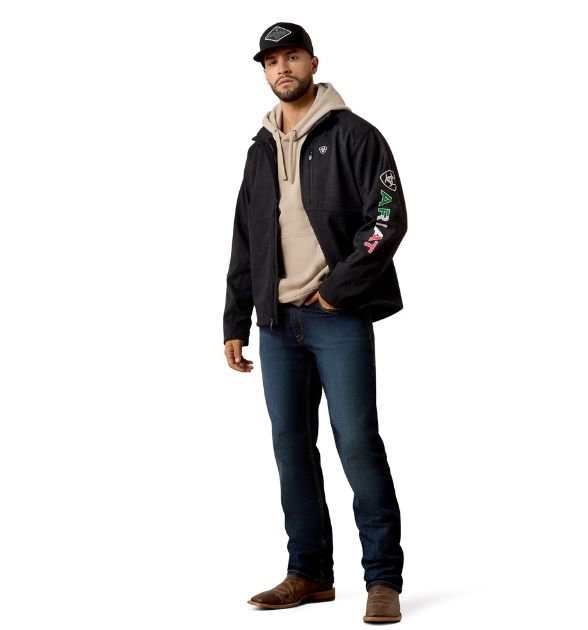 Ariat Men's Mexico Style Softshell Jacket – Black | All-Over Pattern
