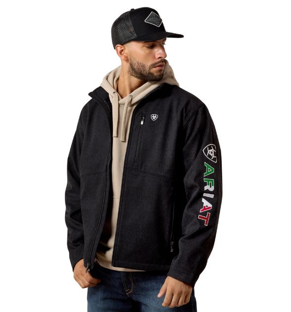 Ariat Men's Mexico Style Softshell Jacket – Black | All-Over Pattern