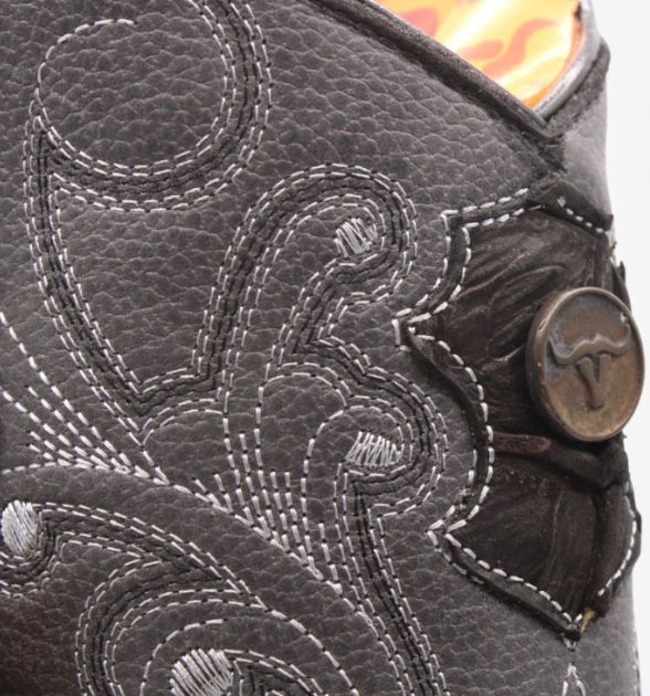 Mens Pirarucu Print Boot Black – Square Toe Rubber Sole Leather Boot
