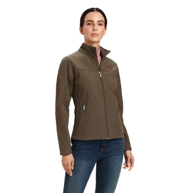 Ariat Women's New Team Softshell Jacket Banyan Bark Heather, Brown