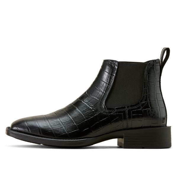 Men's Ariat Booker Chelsea Wide Square Toe Western Boot - Black Croc Print