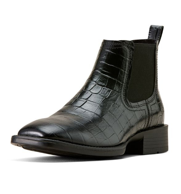 Men's Ariat Booker Chelsea Wide Square Toe Western Boot - Black Croc Print