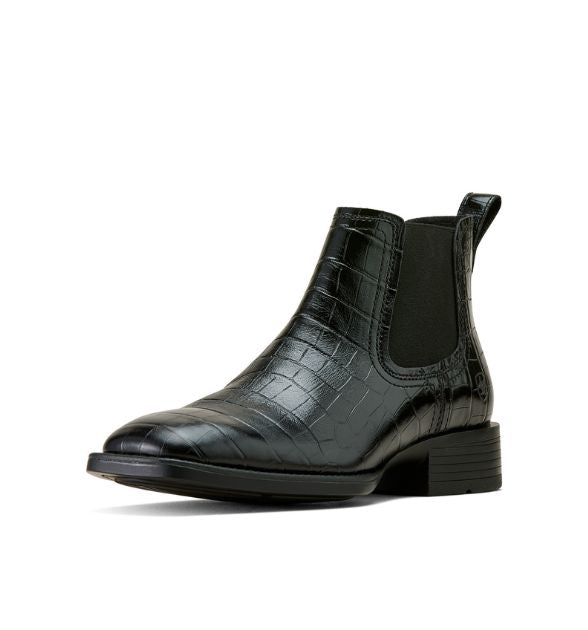 Men's Ariat Booker Chelsea Wide Square Toe Western Boot - Black Croc Print