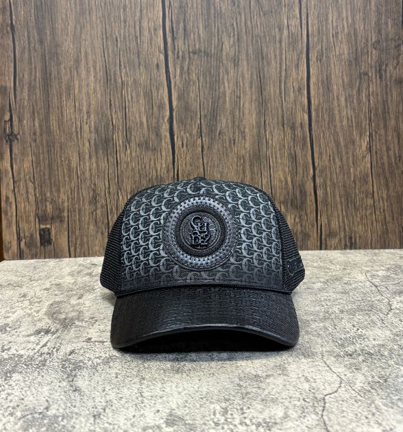 Cuadra Men's Monogram Print & Bovine Leather Cap - Black