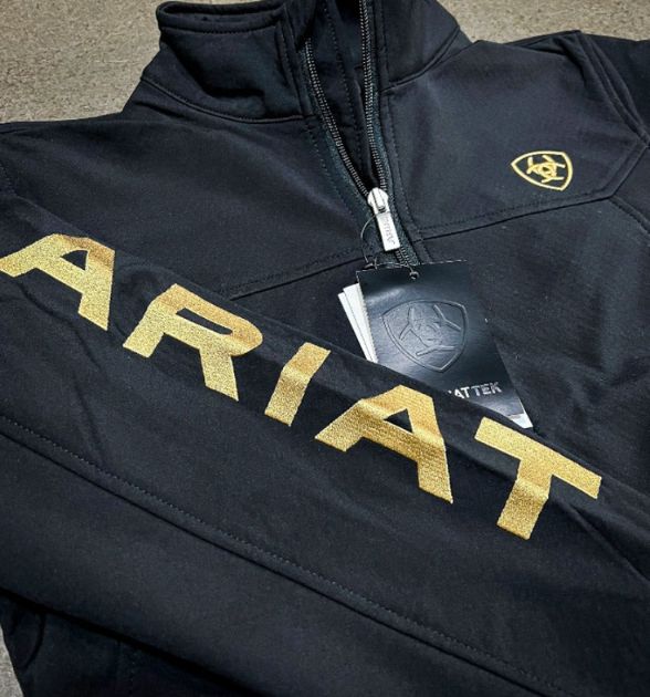 Ariat Women's Classic Team Softshell Brand Jacket, Black/Gold