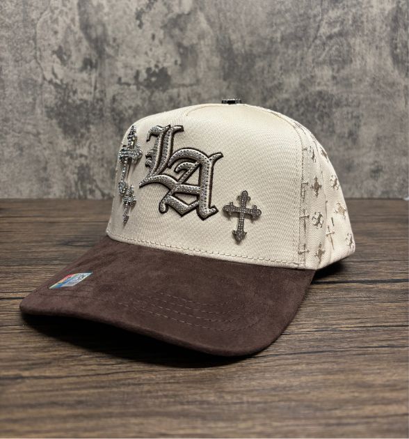 Bigg Boss Men's LA Cross Snapback Cap – Beige & Brown | Western Hat