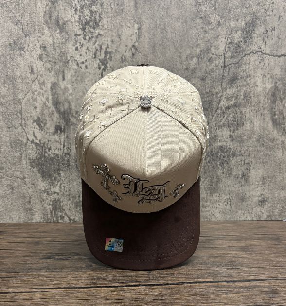 Bigg Boss Men's LA Cross Snapback Cap – Beige & Brown | Western Hat