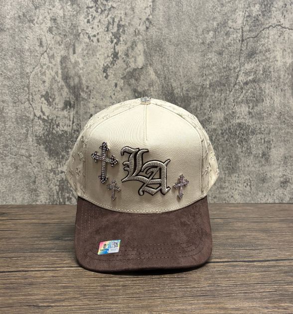 Bigg Boss Men's LA Cross Snapback Cap – Beige & Brown | Western Hat