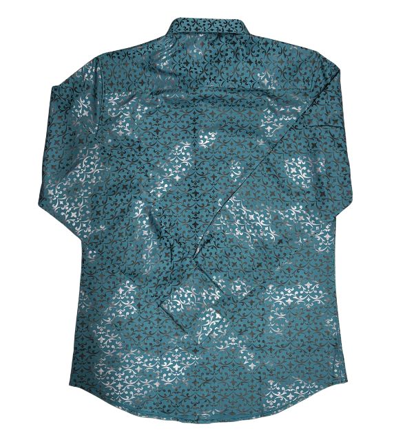 Platini Men's Blue/Turquoise Long Sleeve Shirt | Patterned Western Shirt
