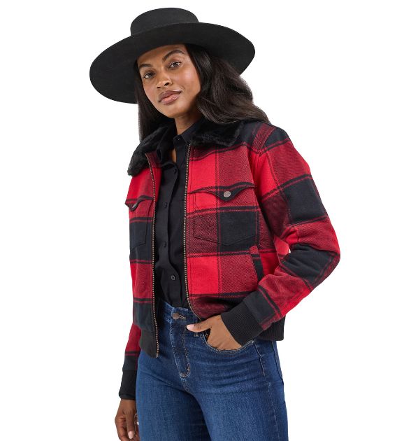 Wrangler Women's Red & Black Plaid Jacket | Western Country Jacket