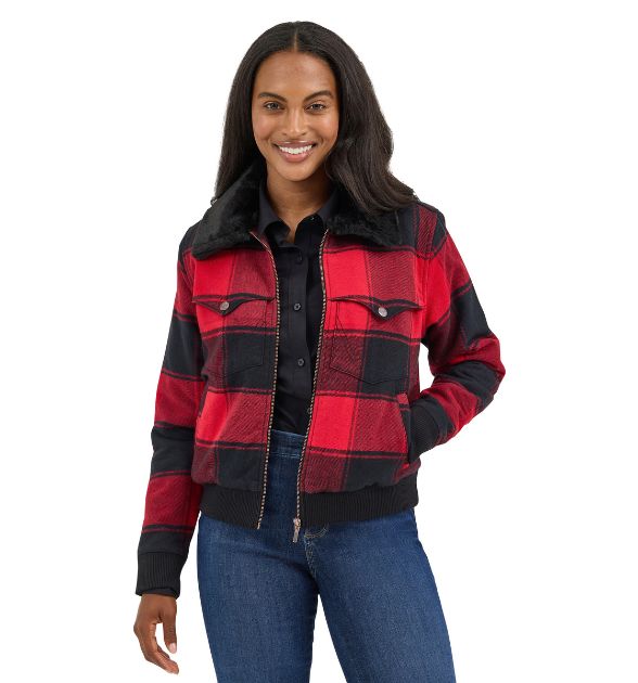 Wrangler Women's Red & Black Plaid Jacket | Western Country Jacket
