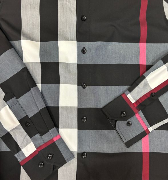 The Blue Men's Long Sleeve Plaid Shirt – Black/Red
