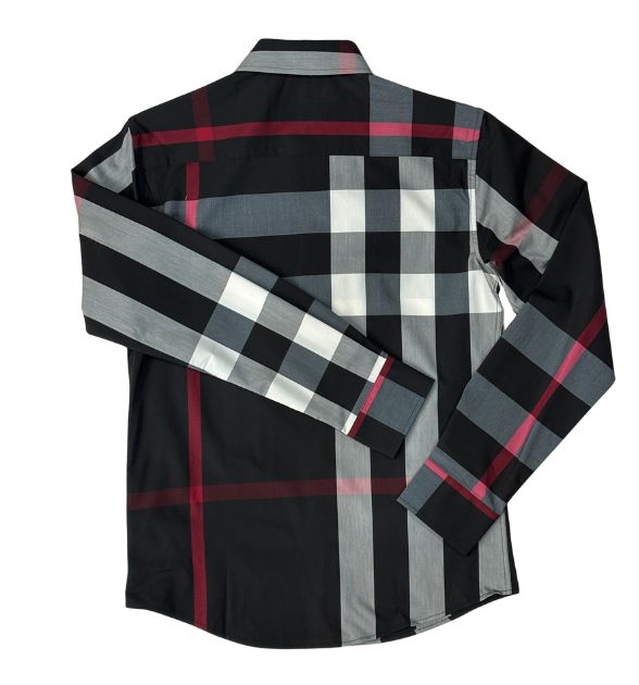 The Blue Men's Long Sleeve Plaid Shirt – Black/Red