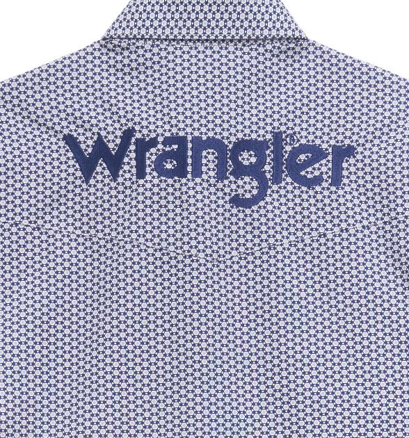 Wrangler® Men's Logo Long Sleeve Button Down Shirt, Blue