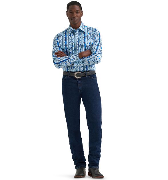 Wrangler Men's Southwestern Print Western Shirt – Checotah® Blue
